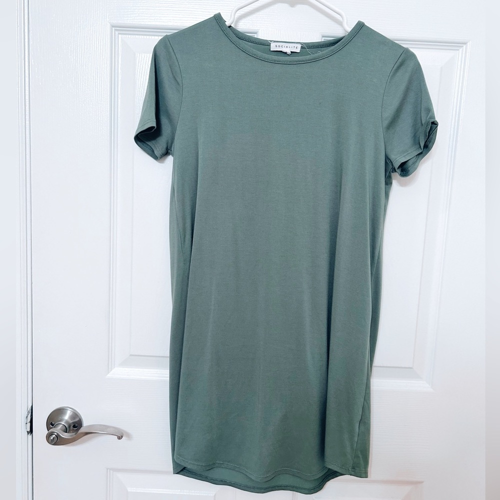 Socialite Army Green T-Shirt Dress